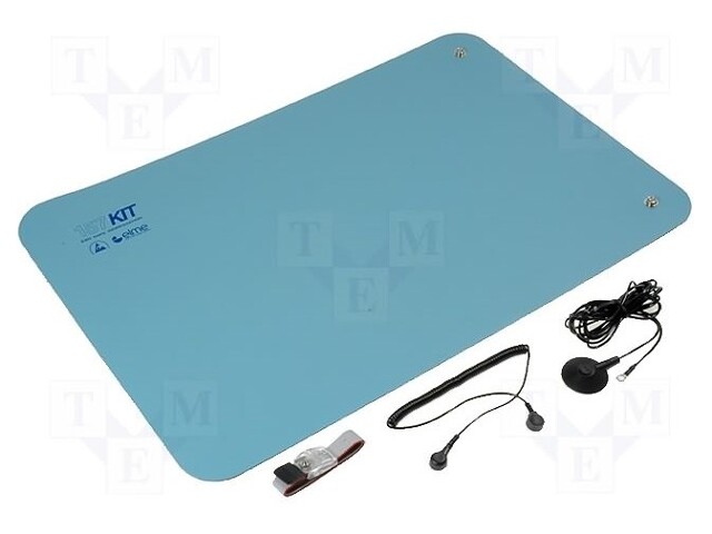 Protective bench kit; ESD; L: 600mm; W: 400mm; D: 2mm; blue; 1MΩ/km