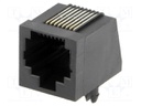 Socket; RJ45; PIN: 8; Layout: 8p8c; THT; angled
