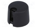 Knob; with pointer; plastic; Shaft d: 4mm; Ø20x16mm; black