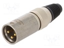 Plug; XLR; male; PIN: 3; straight; for cable; soldering; 16A; 3.5÷8mm