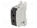 Splice terminal: rail; STB; 95mm2; ways: 1; terminals: 2; black; TS35