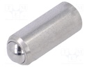 Ball latch; stainless steel; L: 18mm; F1: 24N; F2: 45N; Øout: 8mm