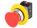 Switch: emergency stop; Stabl.pos: 2; NC + NO; 30mm; red; IP56