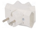 Connector: AC supply; splitter; Layout: 2P; white; 250VAC; 6A
