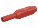Socket; 1,5mm banana; red; soldered,crimped; Plating: gold-plated