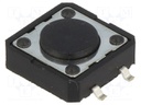 Microswitch TACT; SPST-NO; Pos: 2; 0.05A/12VDC; SMT; none; 1.6N