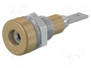 Socket; 2mm banana; 10A; 23mm; brown; soldered,on panel; insulated