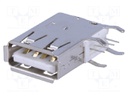 Socket; USB A; THT