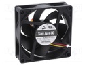 Axial Fan, 24 V, DC, 80 mm, 25 mm, 67.4 cu.ft/min, 1.91 m³/min