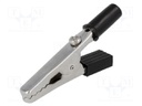 Crocodile clip; 60VDC; black; Grip capac: max.15mm