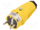 Connector: AC supply; plug; male; 16A; 250VAC; IP54; Layout: 2P+PE