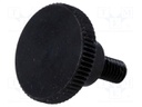 Knob; Dia: 16mm; M4; 8mm; H: 9.5mm; steel; black; Features: knurled
