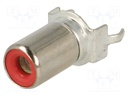 Socket; RCA; female; straight; THT; brass; tinned; on PCBs