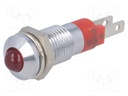 Indicator: LED; prominent; 12÷14VDC; Cutout: Ø8.2mm; IP40; metal