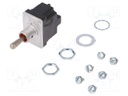 Switch: toggle; Pos: 3; DP3T; ON-OFF-ON; 6A/230VAC; 20A/28VDC; IP67