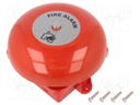 Signaller: sound; bell; 19÷28VDC; 95dB; TAA; IP33C; Mat: steel; red