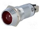 Indicator: LED; recessed; 12VDC; Cutout: Ø14.2mm; IP40; brass