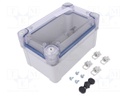 Enclosure: multipurpose; X: 121mm; Y: 192mm; Z: 105mm; polycarbonate