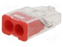 Quick splice; spring clamp; 2.5mm2; 450V; 24A; red; ways: 1; 11mm