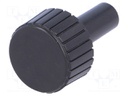 Knob; without pointer; Shaft d: 6mm; Ø22x12mm; black; Hmax: 35mm