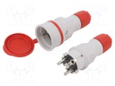 Connector: AC supply; male,female; socket,plug; 2P+PE; 250VAC; 16A
