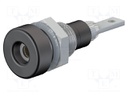 Socket; 2mm banana; 10A; 23mm; black; soldered,on panel; insulated