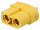 Plug; DC supply; XT60; female; PIN: 2; for cable; soldered; 30A; 500V