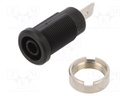 Socket; 4mm banana; 36A; black; nickel plated; on panel,screw