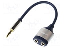 Jack 3.5mm socket x2,Jack 3.5mm plug; 180mm; Colour: dark blue