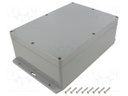 Enclosure: multipurpose; X: 185mm; Y: 265mm; Z: 75mm; ABS; light grey