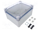 Enclosure: multipurpose; X: 194mm; Y: 241mm; Z: 127mm; polycarbonate