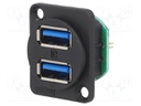 Socket; USB A; for panel mounting,countersunk screw hole,screw