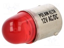 LED lamp; red; BA15S; 12VDC; 12VAC