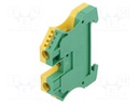 Splice terminal: rail; 10mm2; ways: 1; terminals: 2; yellow-green