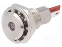 Indicator: LED; flat; 24VDC; Cutout: Ø12.1mm; IP67; stainless steel