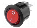 ROCKER; DPST; Pos: 2; OFF-ON; 10A/250VAC; red; neon lamp 230V; 50mΩ