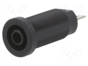 Socket; 4mm banana; 24A; 1kV; black; nickel plated; on panel