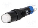 Switch: push-button; Pos: 2; SPDT; 0.5A/250VAC; 1A/24VDC; white