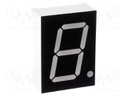 Display: LED; 7-segment; 20.4mm; 0.8"; No.char: 1; red; 15mcd; anode