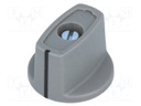 Knob; with pointer; ABS; Shaft d: 6mm; Ø23x16mm; grey; Shaft: smooth