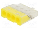 Quick splice; spring clamp; 2.5mm2; 450V; 24A; yellow; ways: 1; 11mm