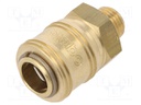 Quick connection coupling EURO; brass; Ext.thread: 1/4"