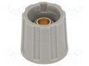 Knob; without pointer; ABS; Shaft d: 6.35mm; Ø16x15.5mm; grey