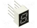 Display: LED; 7-segment; 7mm; 0.28"; No.char: 1; red; 100mcd; anode