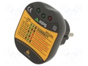 Tester: power socket; LEDs; 50÷60Hz; 230VAC; Plug: EU