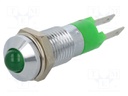 Indicator: LED; prominent; 12÷14VDC; Cutout: Ø8.2mm; IP40; metal