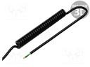 Wire: coiled; 3x0,35mm2; unshielded; PUR; black; 300V; 1000mm