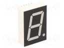Display: LED; 7-segment; 25.4mm; 1"; No.char: 1; red; 124mcd; cathode