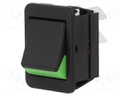 ROCKER; DPST; Pos: 2; OFF-ON; 16A/250VAC; black-green; none