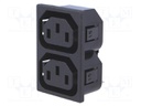 Connector: AC supply; splitter; 10A; 250VAC; IEC 60320; C13 (F)